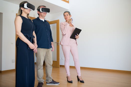 A couple touring a property with a real estate agent
