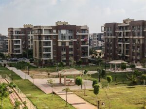 Modern apartment complex exterior view